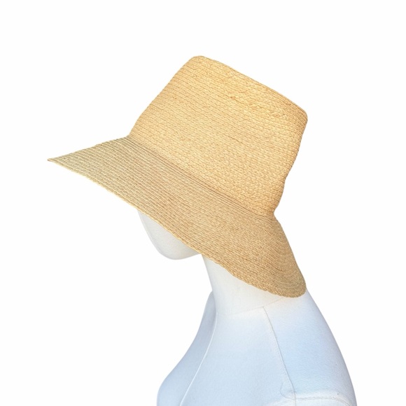 Janessa Leone Straw Hat Large Natural Raffia Boho Resortwear - Picture 4 of 11